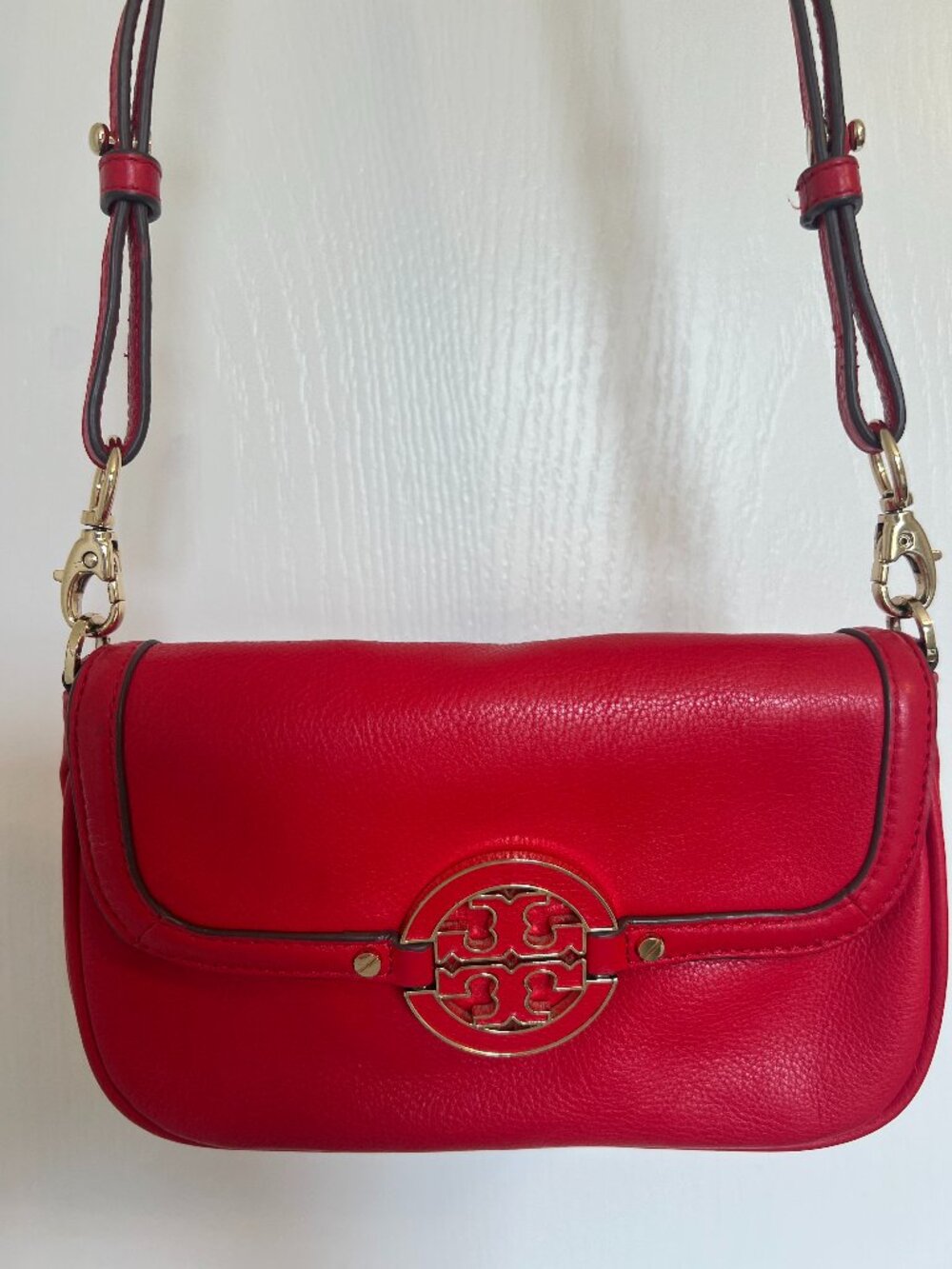 Tory Burch Amanda Classic Crossbody Lobster Red Leather NWT